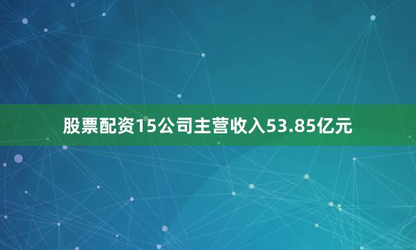股票配资15公司主营收入53.85亿元